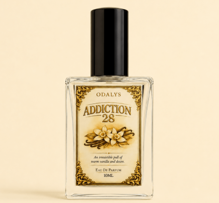 ODALYS Addiction 28 Eau De Parfum | Warm Vanilla, Creamy Amber & Sweet Gourmand Fragrance | Long Lasting Unisex Perfume | 10ml